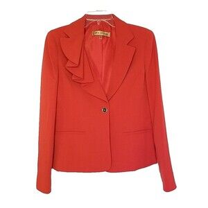 NIPON BOUTIQUE Women Cherry Red Blazer Size 6 NWT $260 Pleated Lapel         T39